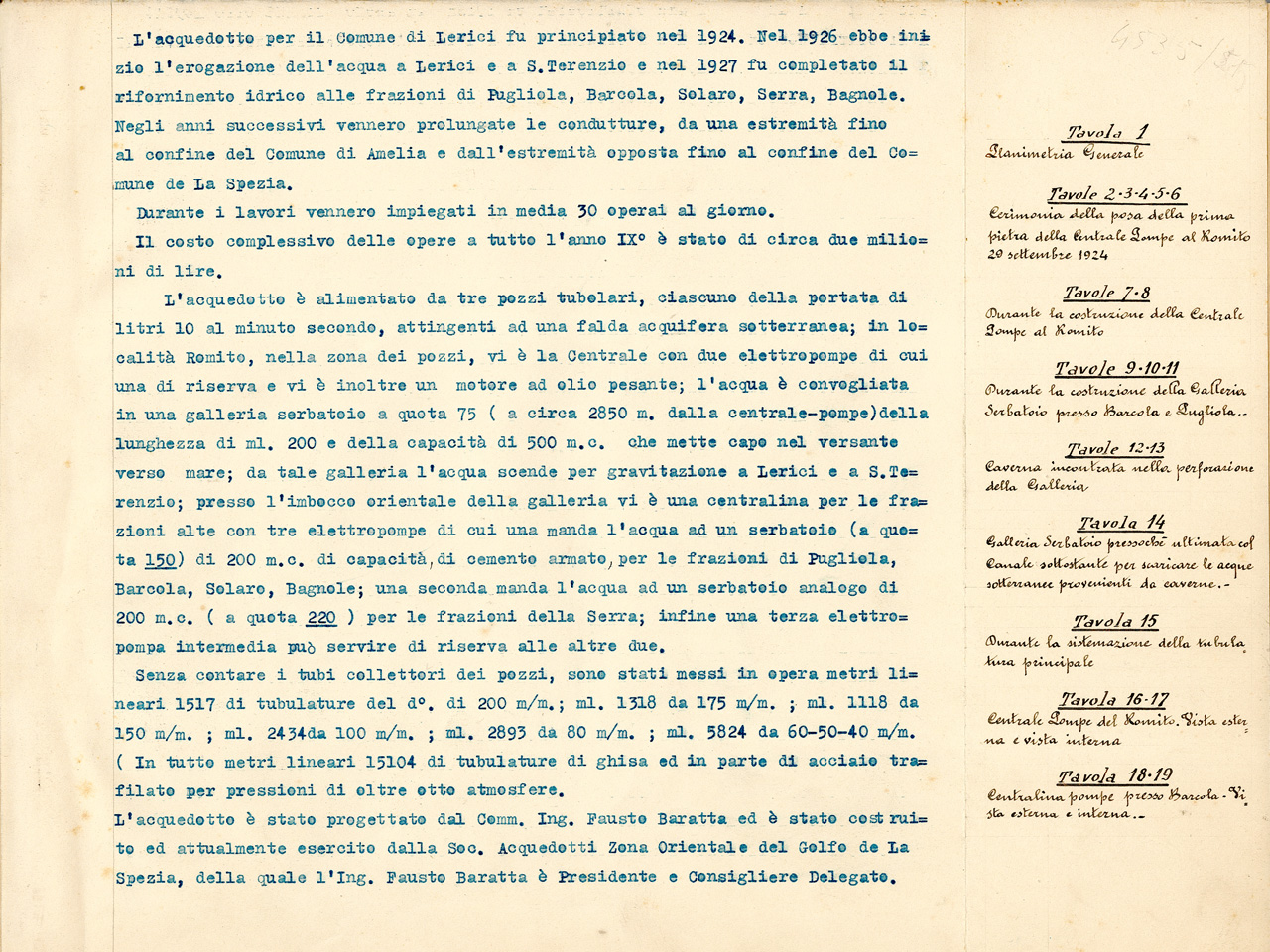 1924 - Acquedotto di Lerici - Testi progetto